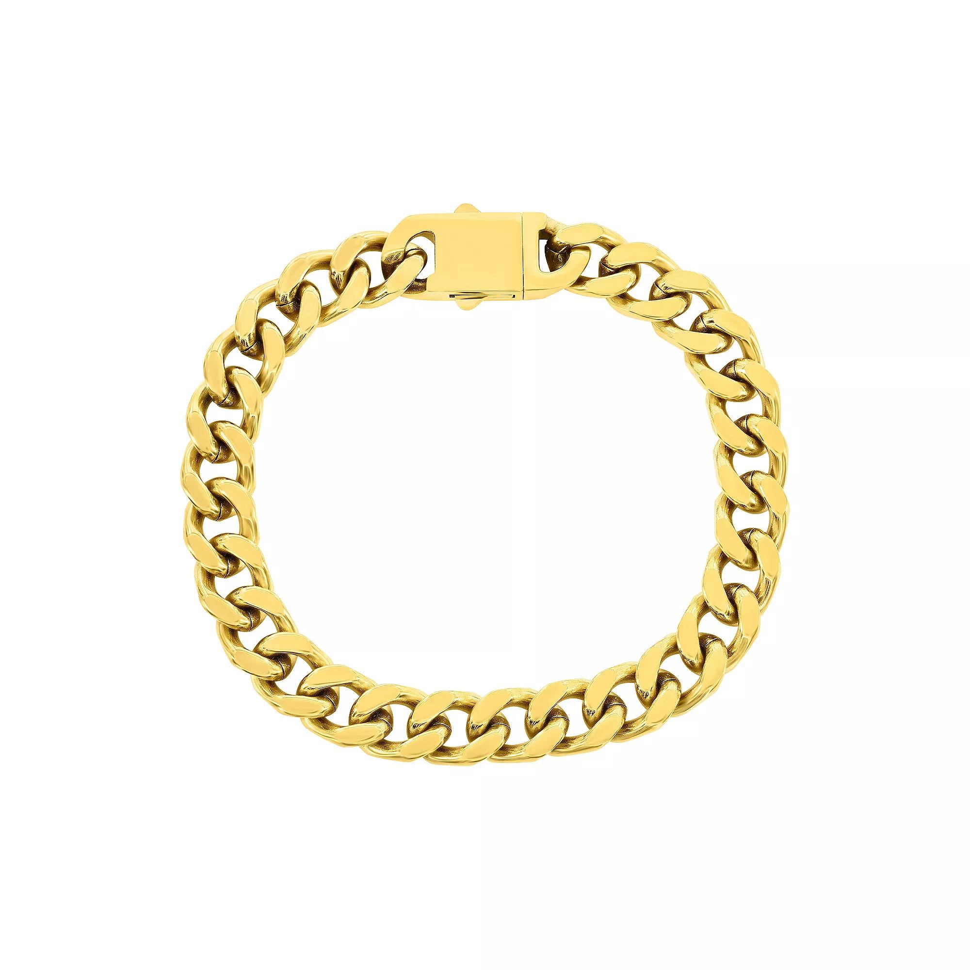 Metallo Stainless Steel Gold Plated 10mm Cuban Link Bracelet, Men's, Size: 9", Gold Tone Product Image