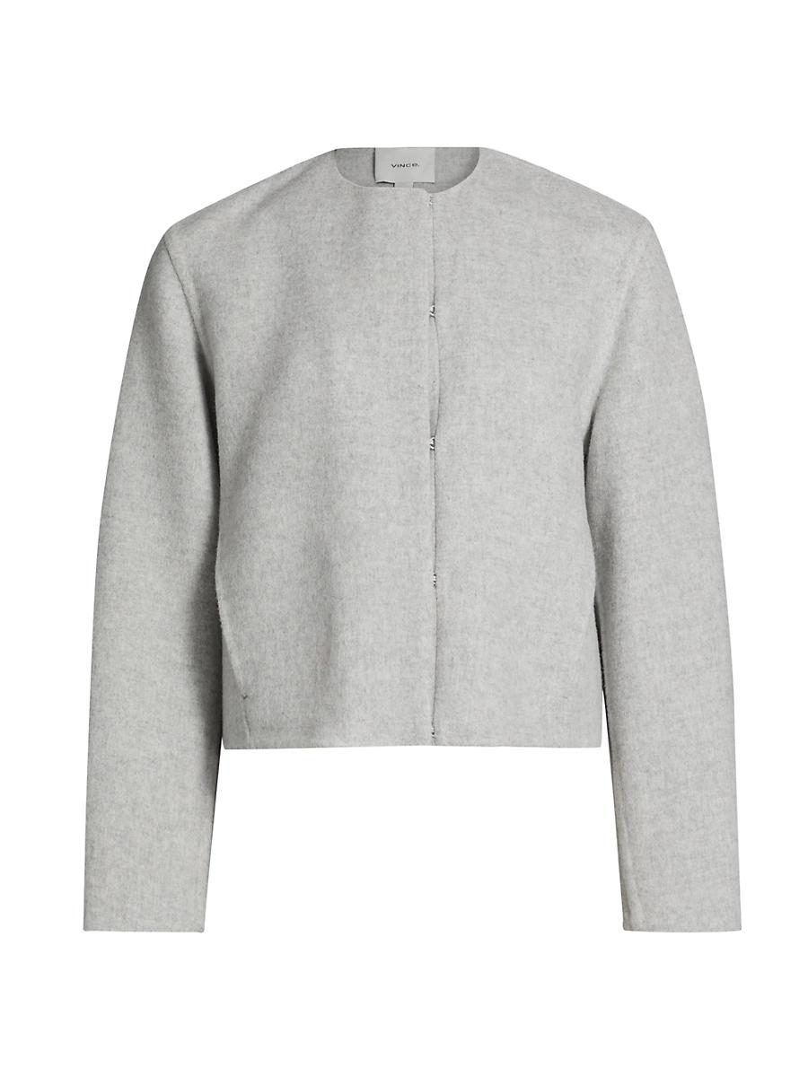 Womens Double Wool Collarless Jacket Product Image