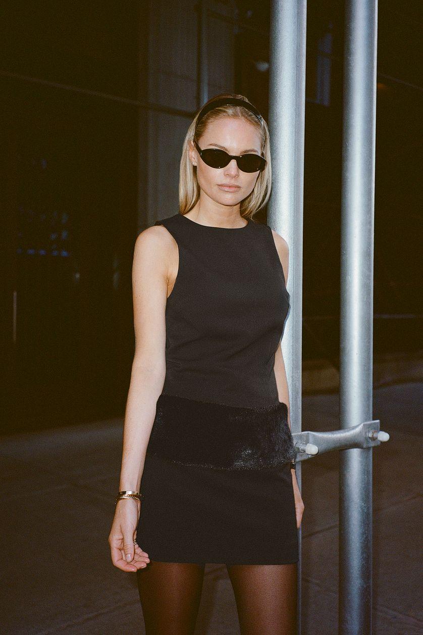 Faux Fur Detail Mini Dress Product Image