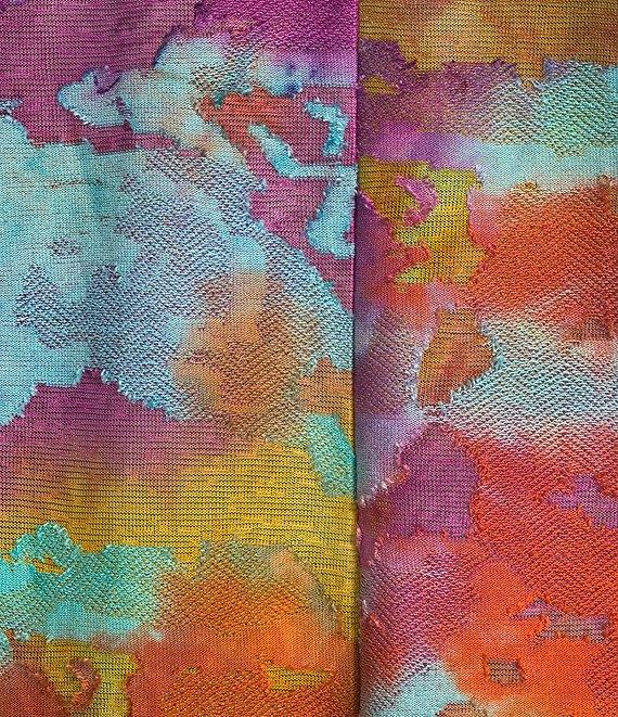 Calessa Petite Size Burnout Tie-Dye Open-Front Knit Cardigan Product Image