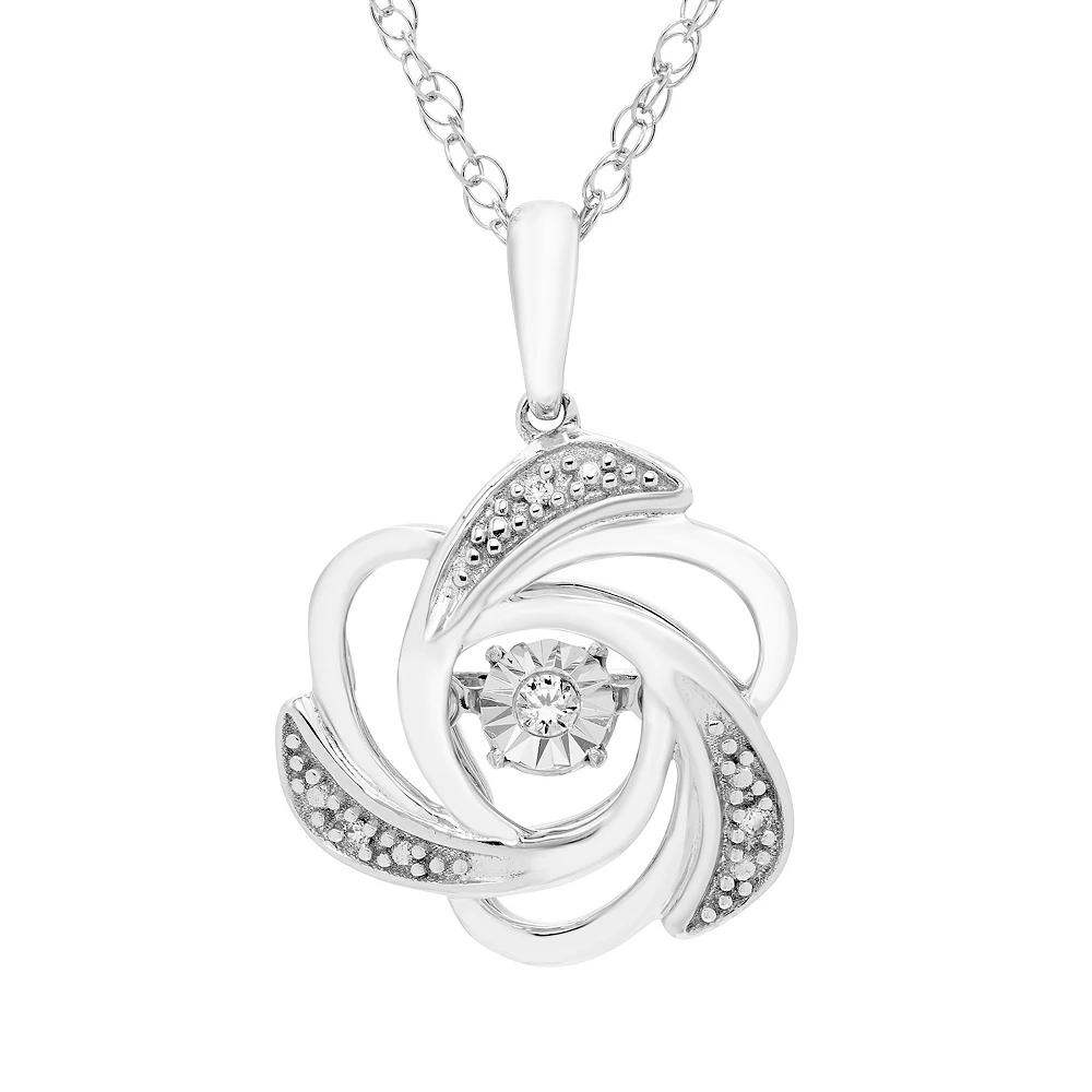Boston Bay Diamonds Sterling Silver Diamond Accent Brilliance in Motion Floral Pendant, Women's, Size: 18" Product Image