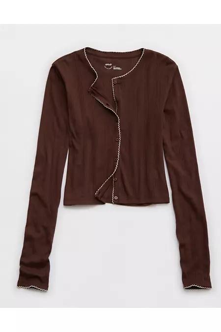 Aerie Off-Duty Pointelle Cardigan Women's Product Image