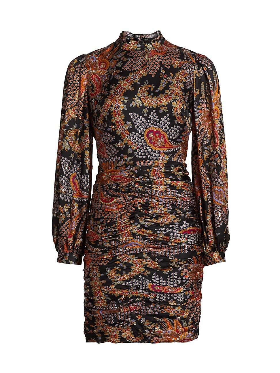 Womens Elizabeth Printed Satin Ruched Minidress Product Image