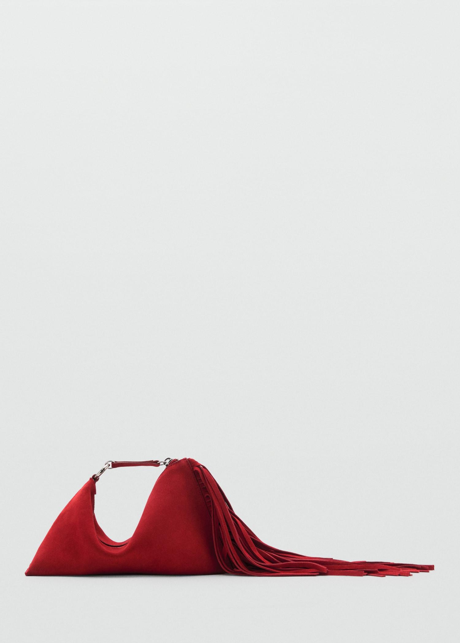 Leather handbag with fringes - Women | MANGO USA Product Image