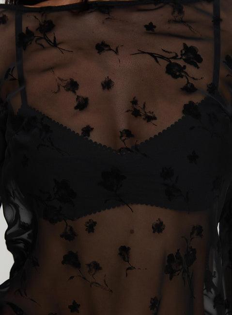 Broken Clocks Long Sleeve Top Black Product Image