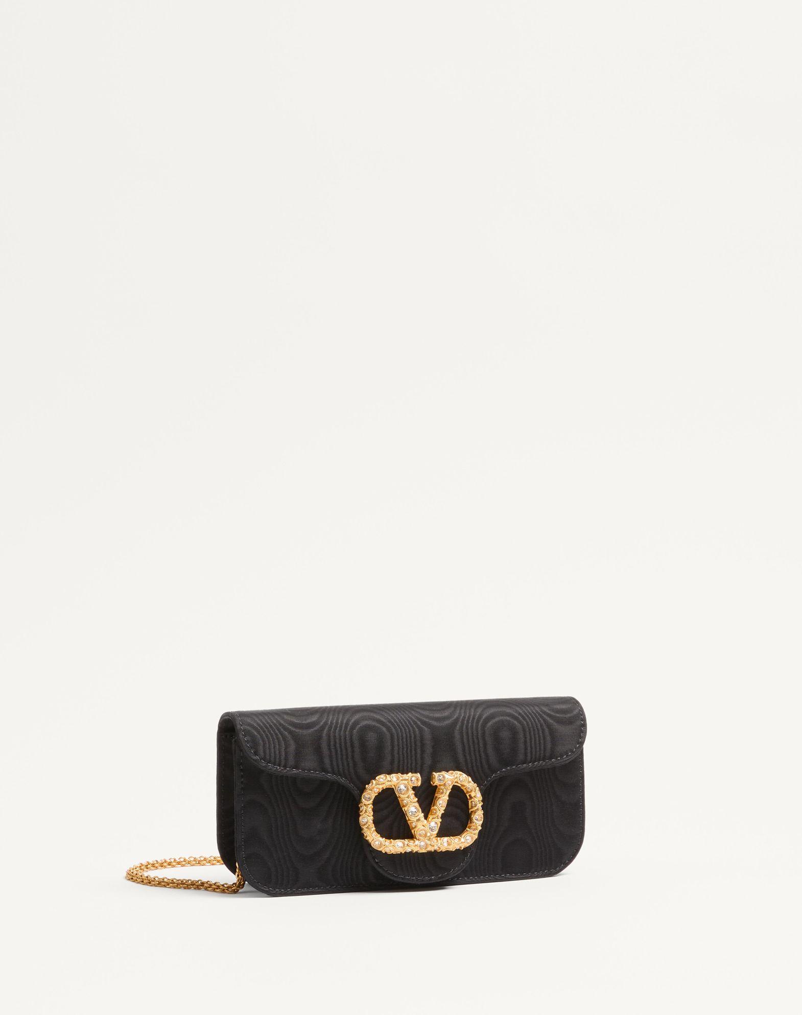 Valentino Garavani Locò Moiré Fabric Clutch With Jewel Logo Product Image