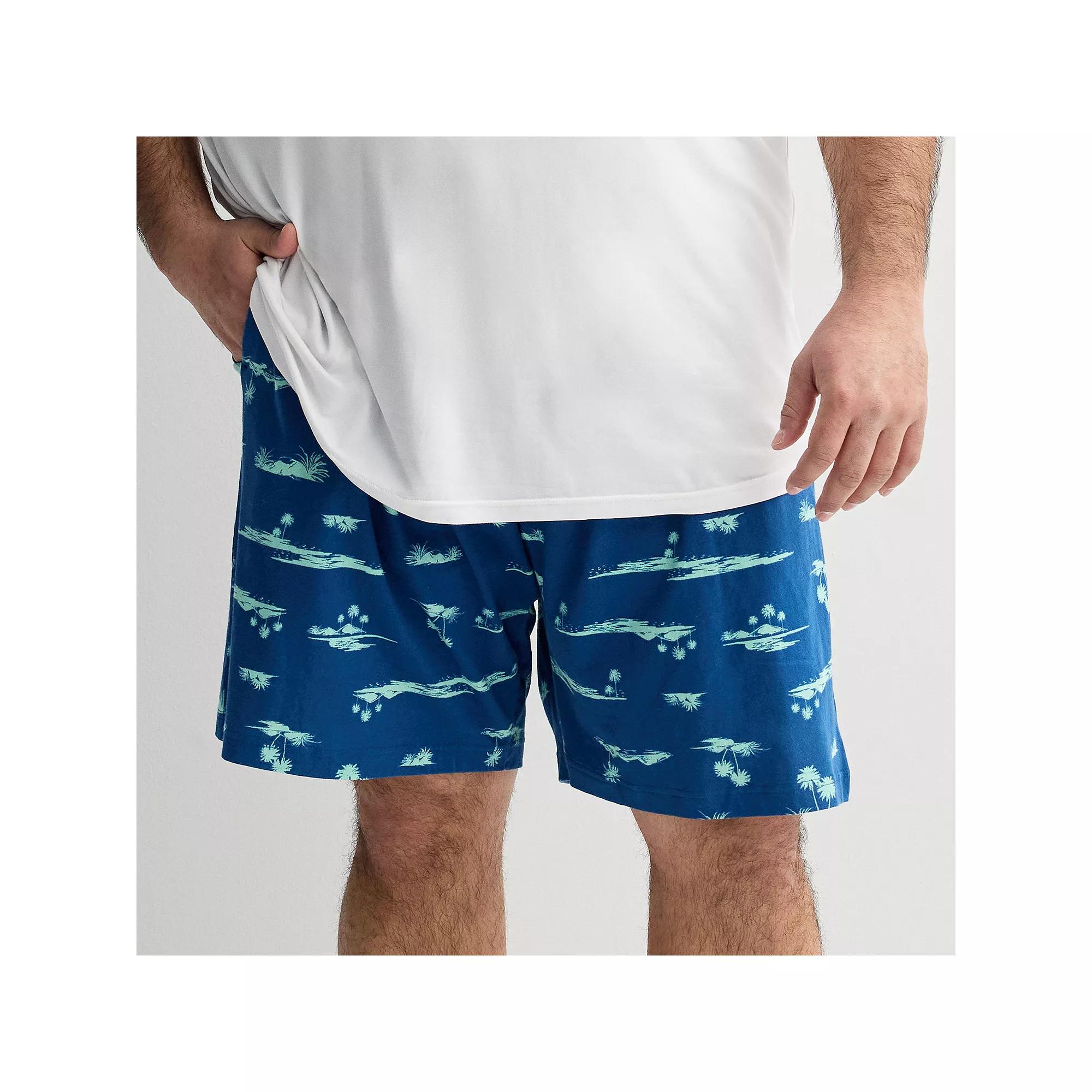 Big & Tall Sonoma Goods For Life® Essential Knit Pajama Shorts, Men's, Size: Large Tall, Sleepy Palm Blue Product Image
