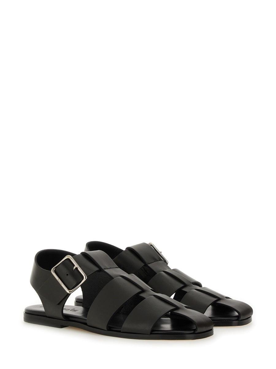 AEYDE 10mm Whit Leather Fisherman Sandals In Black Product Image