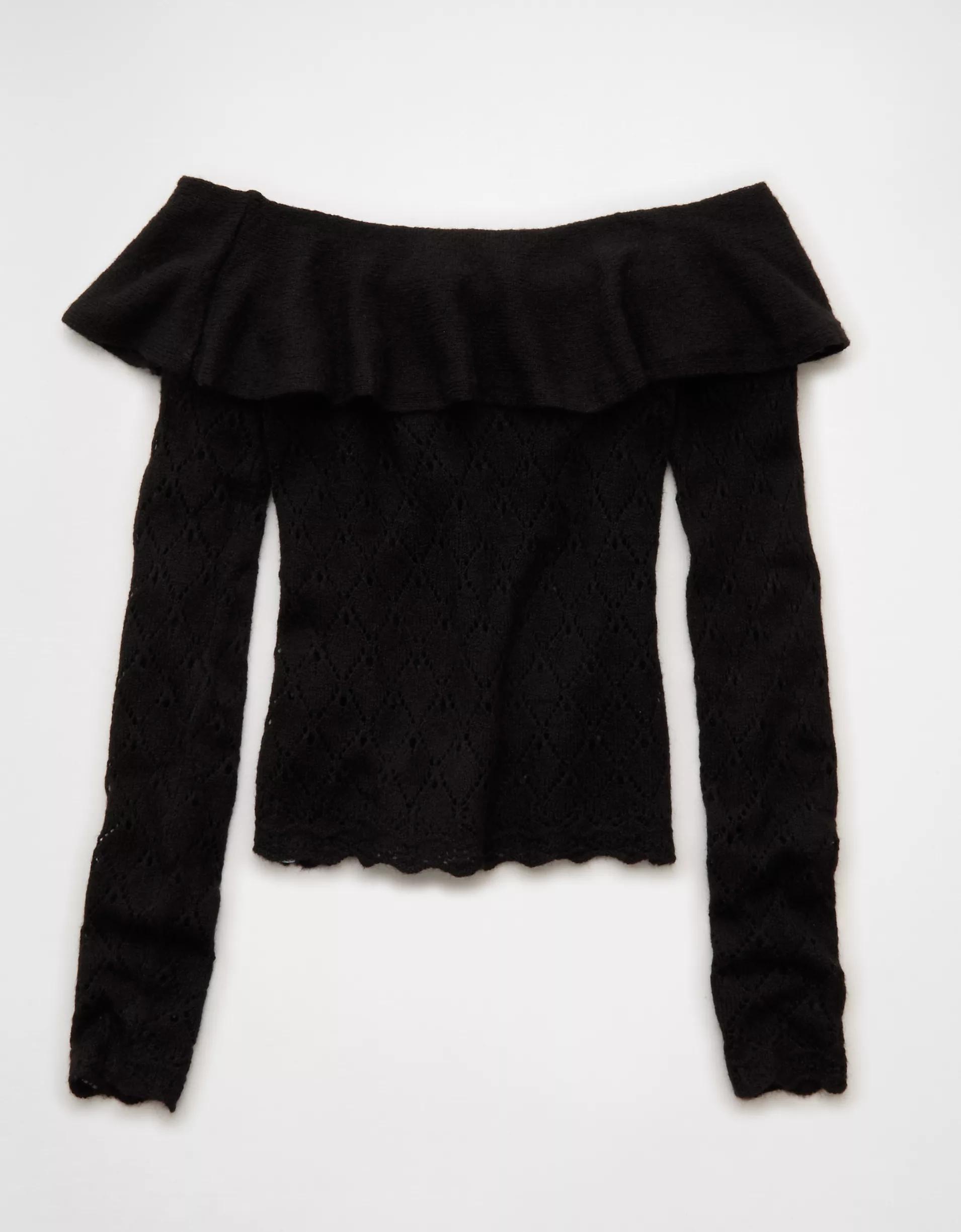 AE Ruffle Off-The-Shoulder Sweater  Product Image