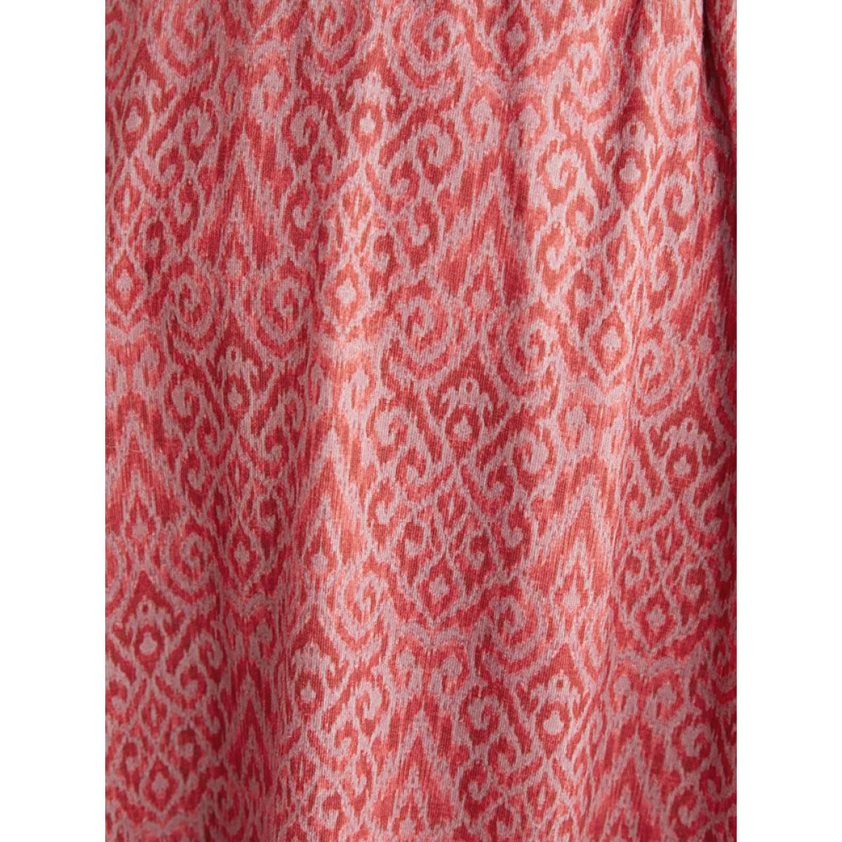 Plus Size Bandana Print Mock Neck Pocket Ruffle Hem Dress Scarlet Women Elegant Elastic Waist Mock Neck Long Sleeve Curvy Midi Dress BloomChic 10/M Product Image