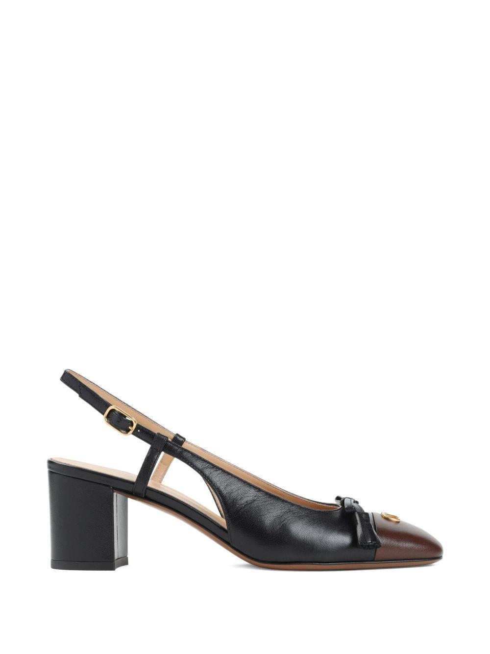 VALENTINO GARAVANI Vlogo 65 Tasseled Two-tone Leather Slingback Pumps In Black Product Image