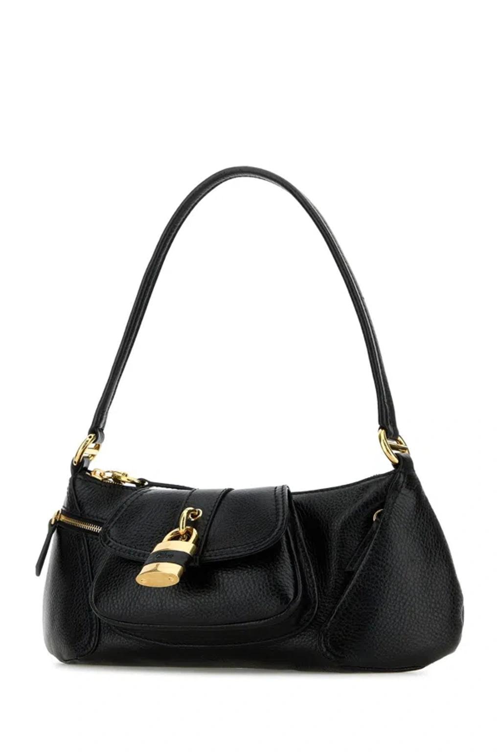 CHLOÉ The 99 Embellished Textured-leather Shoulder Bag In Black Product Image