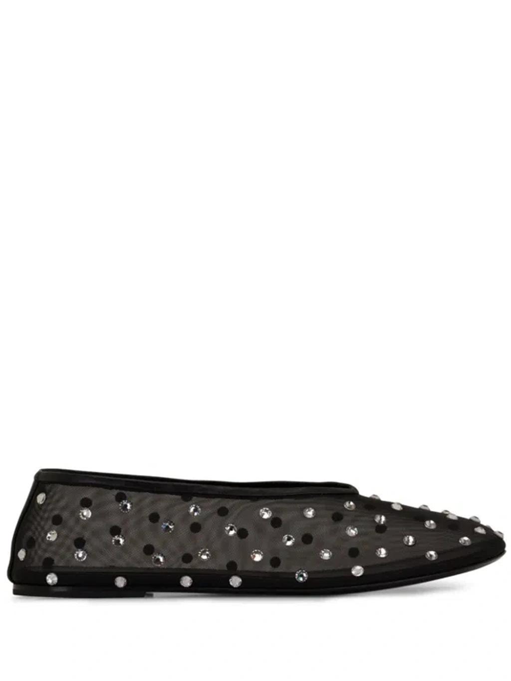 KHAITE Marcy Crystal-embellished Mesh Flats In Black Product Image