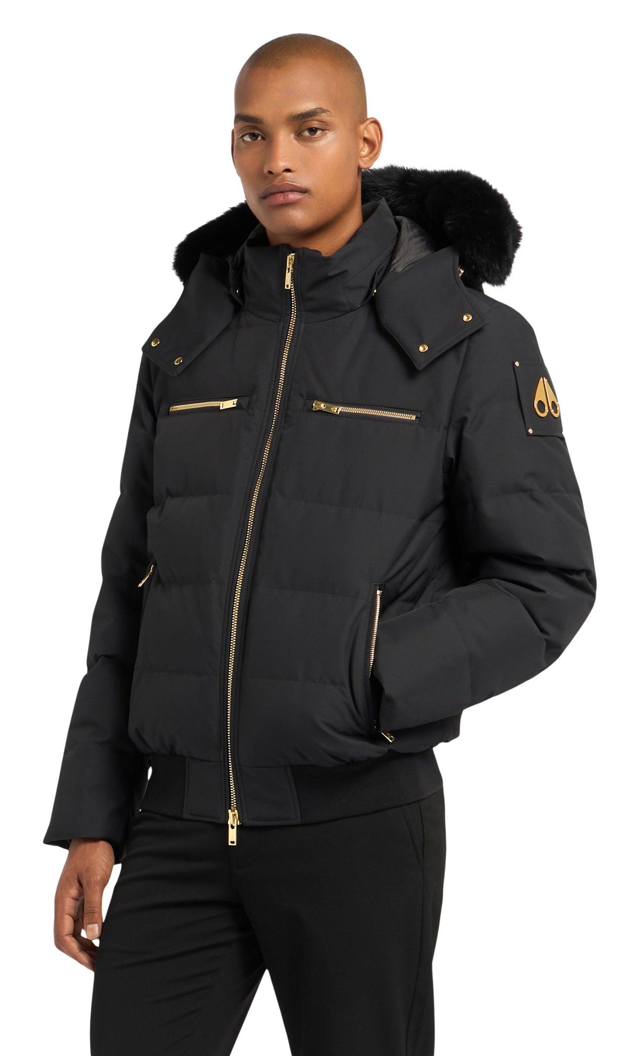 Moose Knuckles Cloud Bomber Gold Series Black with Black Shearling Product Image
