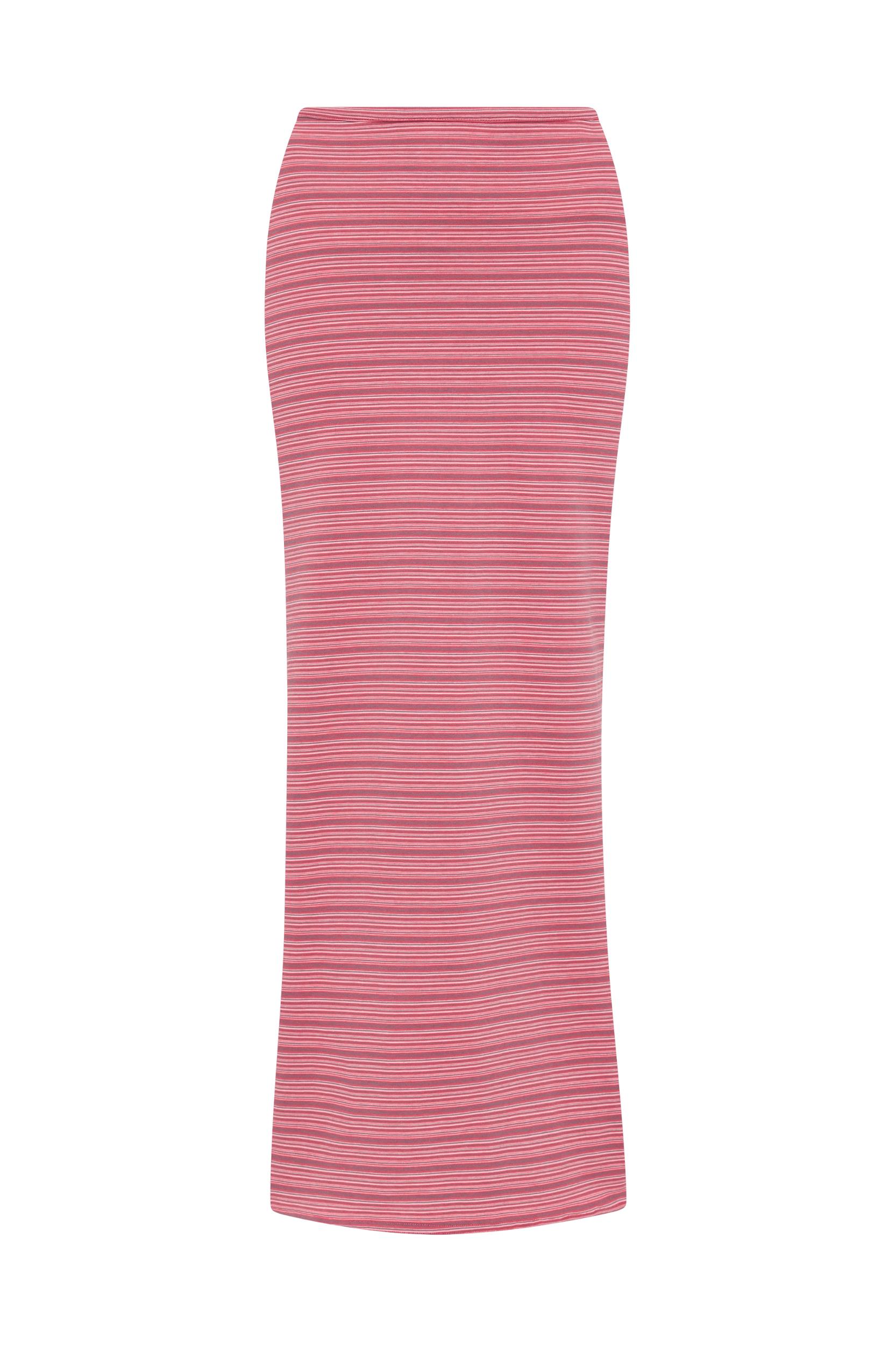 Maceio Midi Skirt Vermillion Stripe - Final Sale Product Image