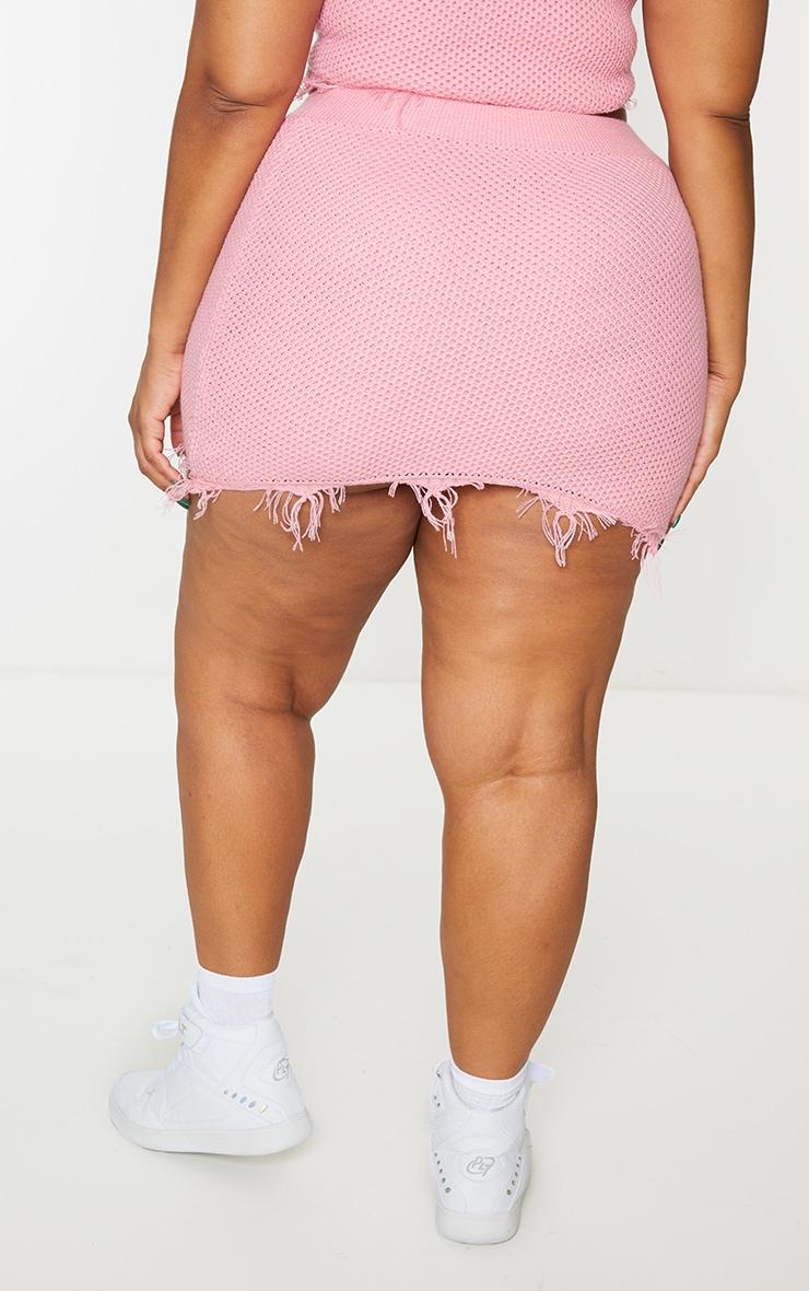 Plus Pink Raw Hem Knit Skirt Product Image