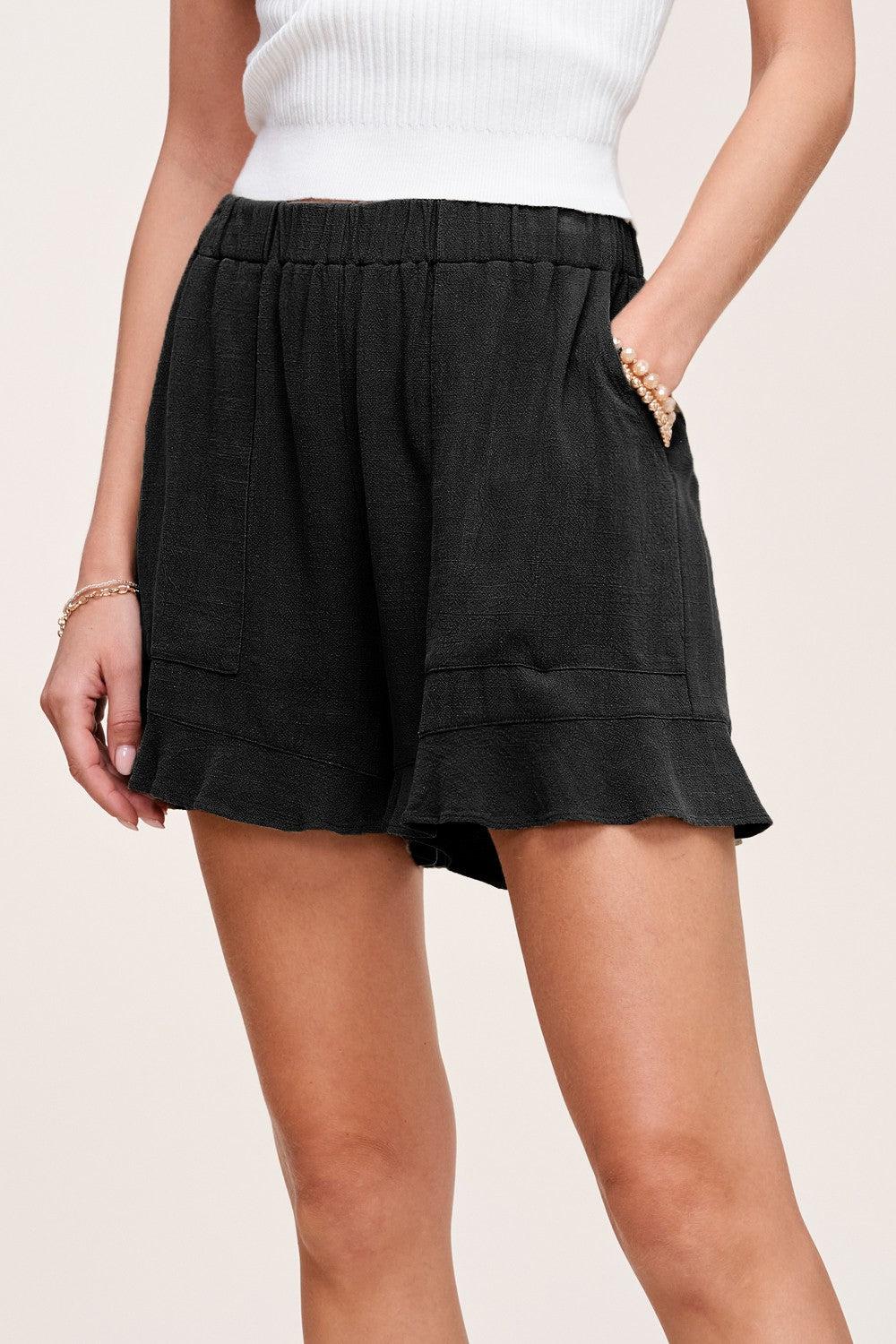 Flared Hem Shorts With Pockets Product Image