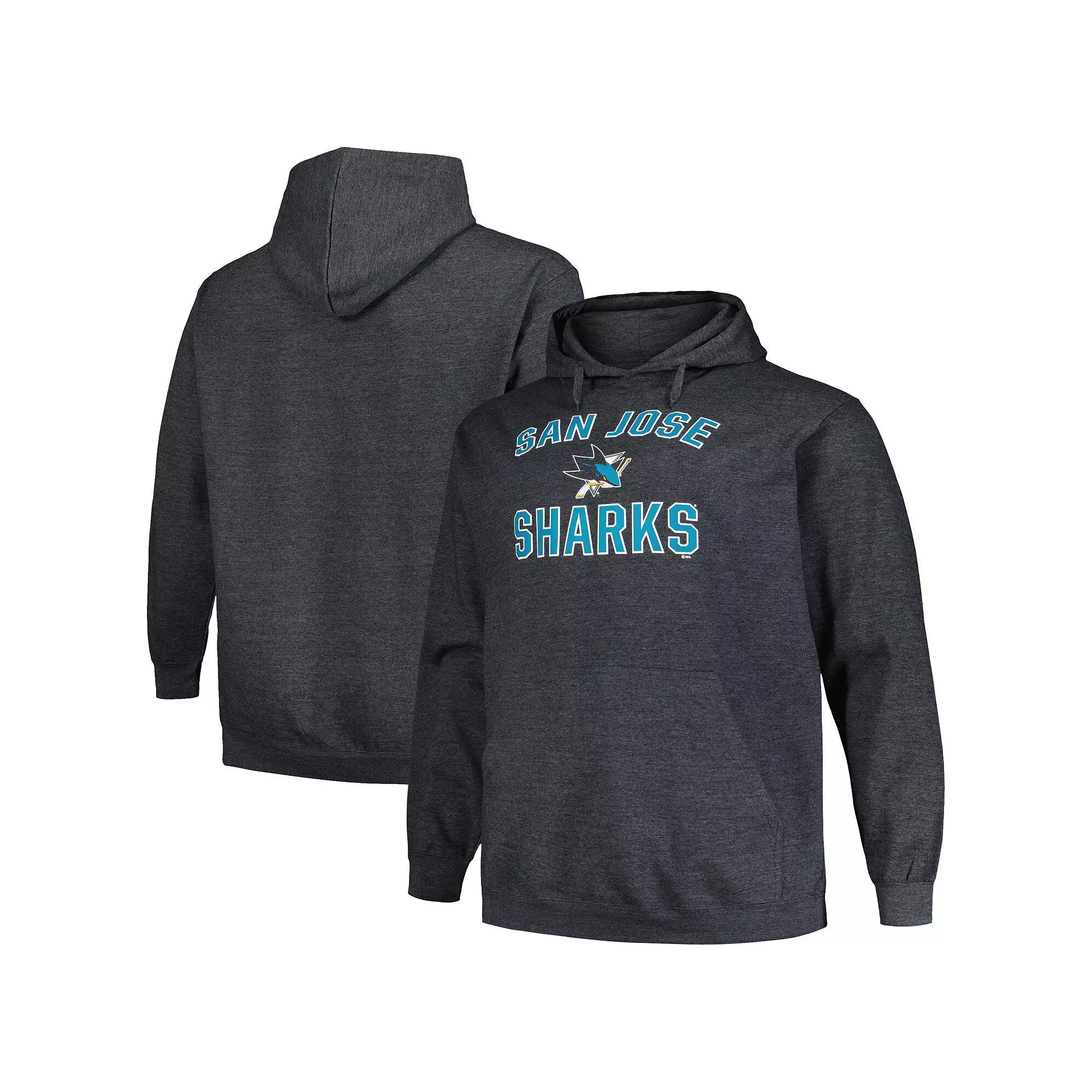 Men's Profile Heather Charcoal San Jose Sharks Big & Tall Arch Over Logo Pullover Hoodie,  Product Image