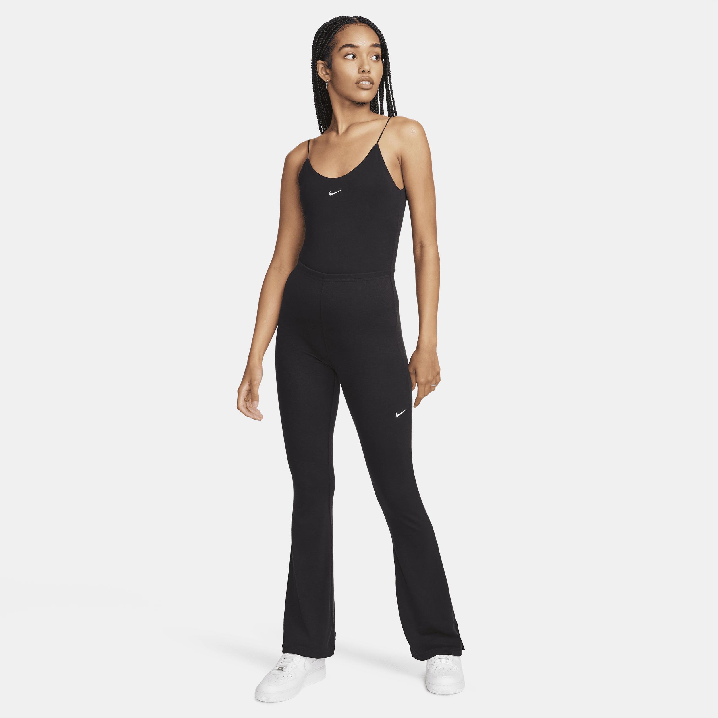 Nike Womens Nike NSW Chill Knit Mediun Rib Flare Pant - Womens Black/Sail Product Image