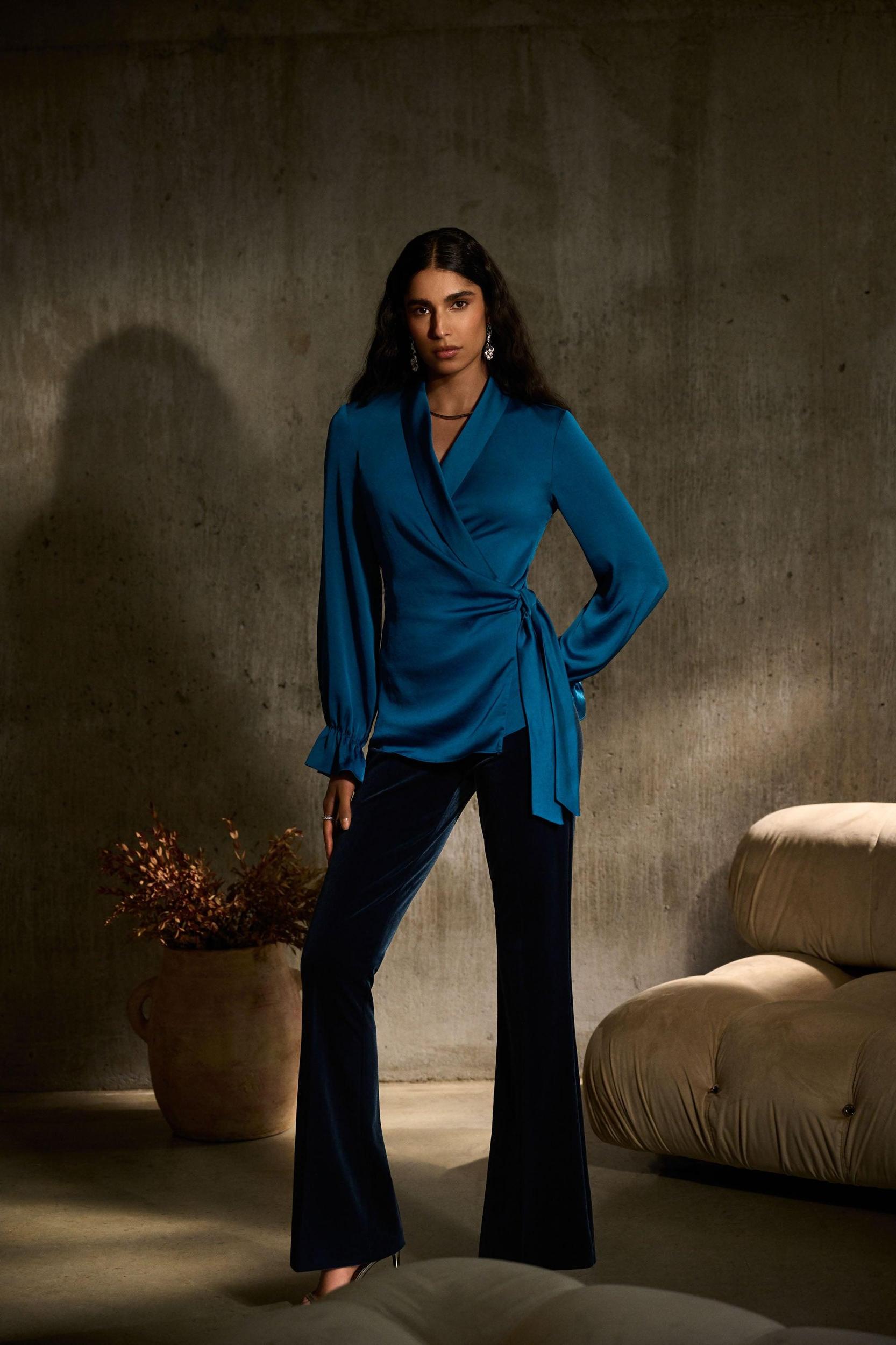 Satin Wrap Blouse Product Image