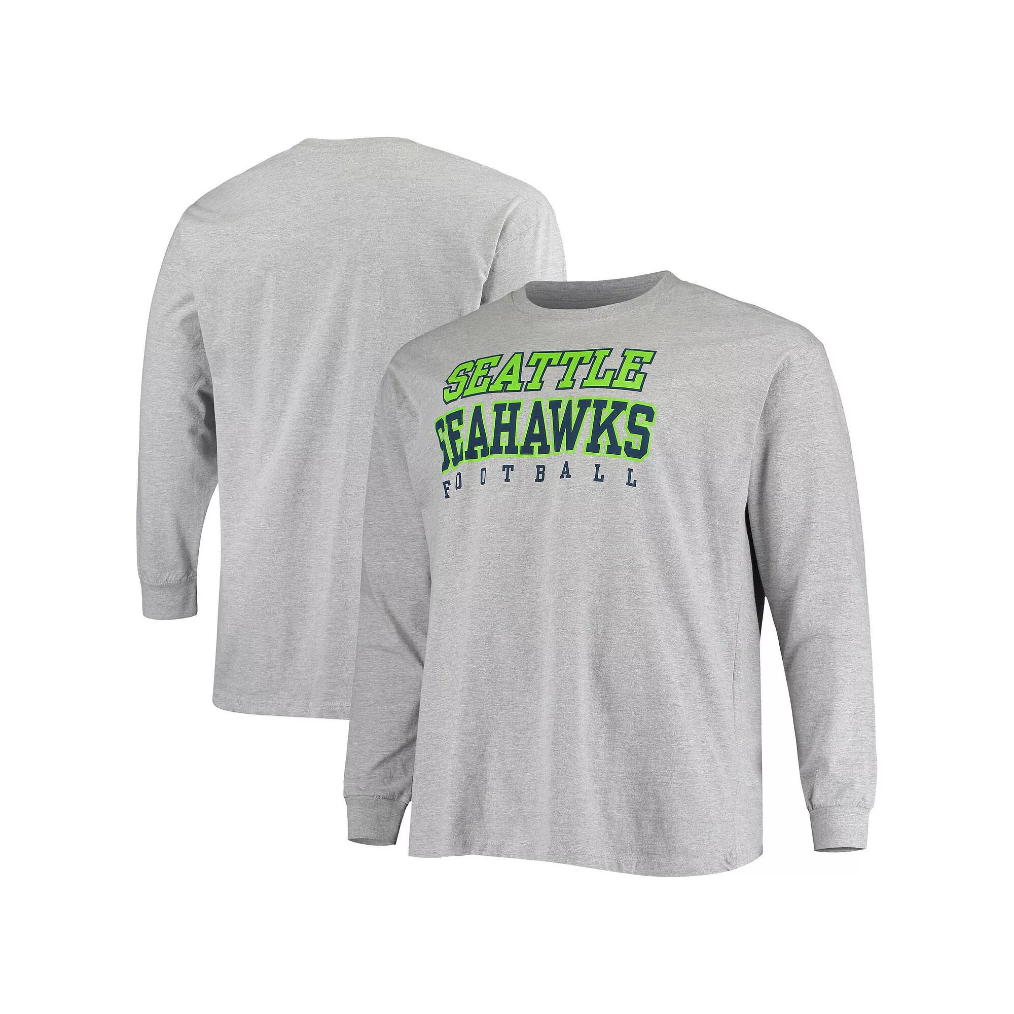 Men's Fanatics Branded Heathered Gray Seattle Seahawks Big & Tall Practice Long Sleeve T-Shirt, Size: 3XB, Grey Product Image