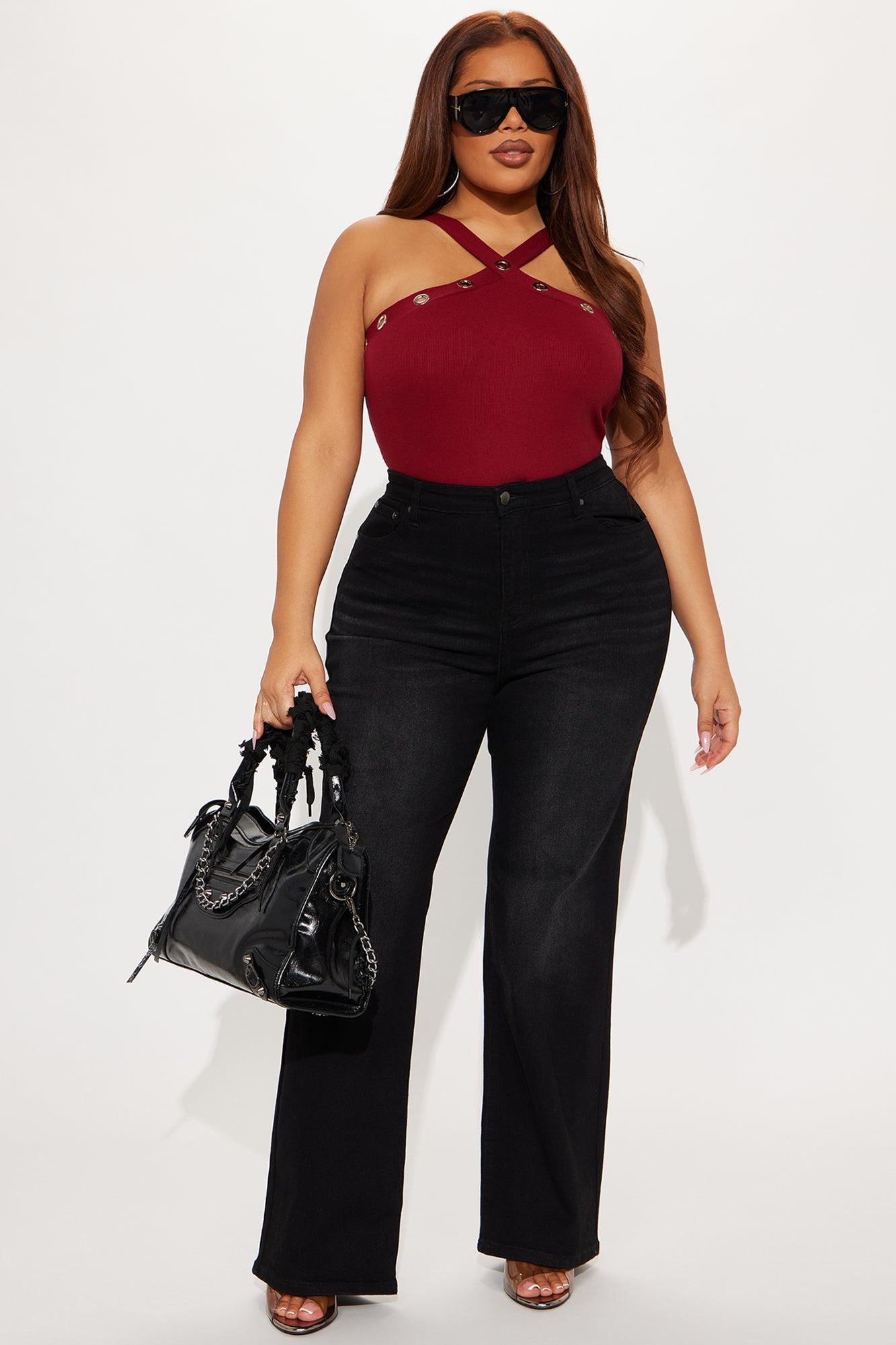 Resist Me Grommet Y-Neck Bodysuit - Burgundy Female Product Image