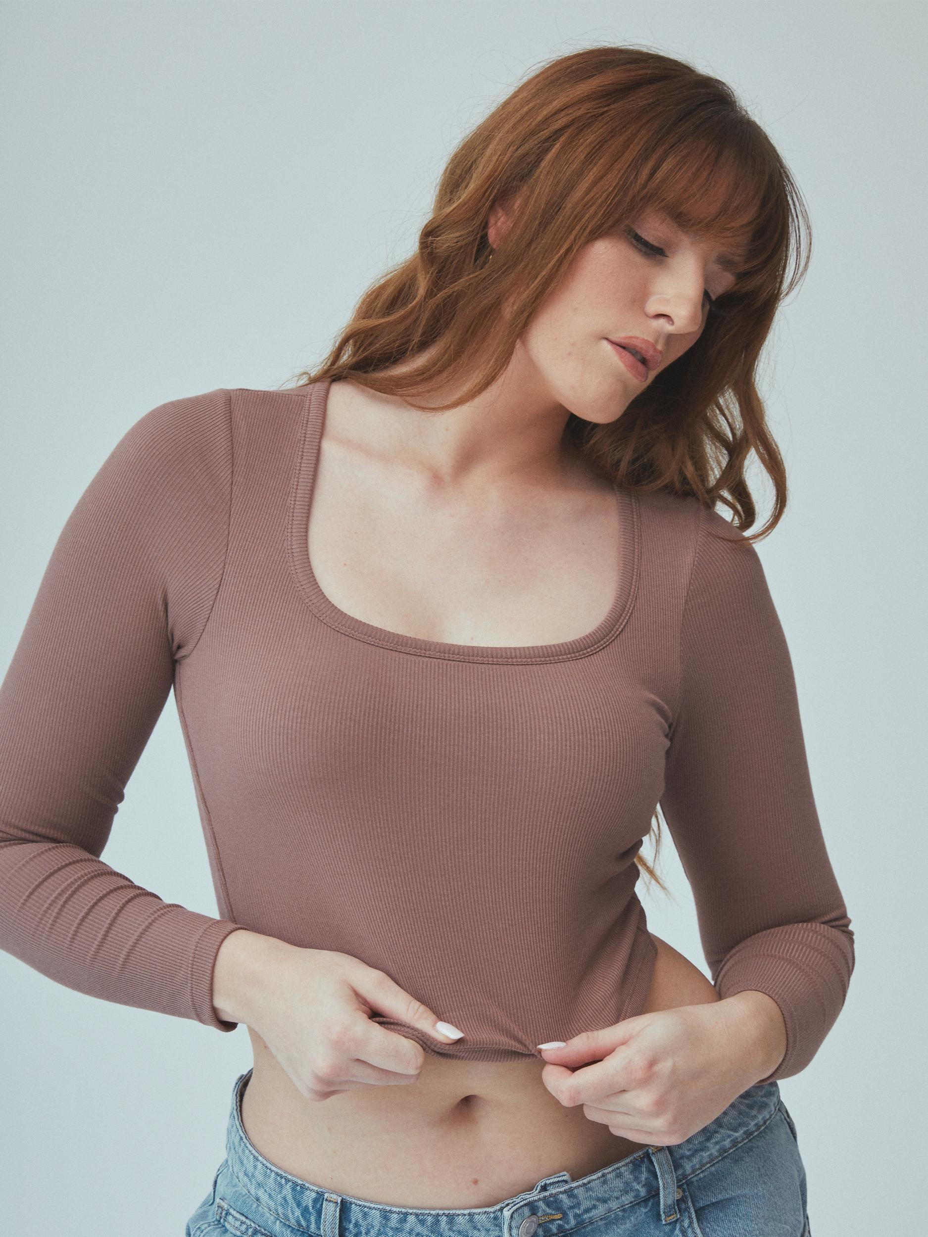 Bamboo Long Sleeve Scoop Neck Brami (Crop) Product Image