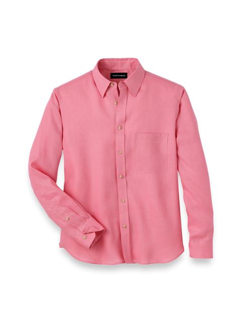 Linen Solid Casual Shirt - Pink Product Image