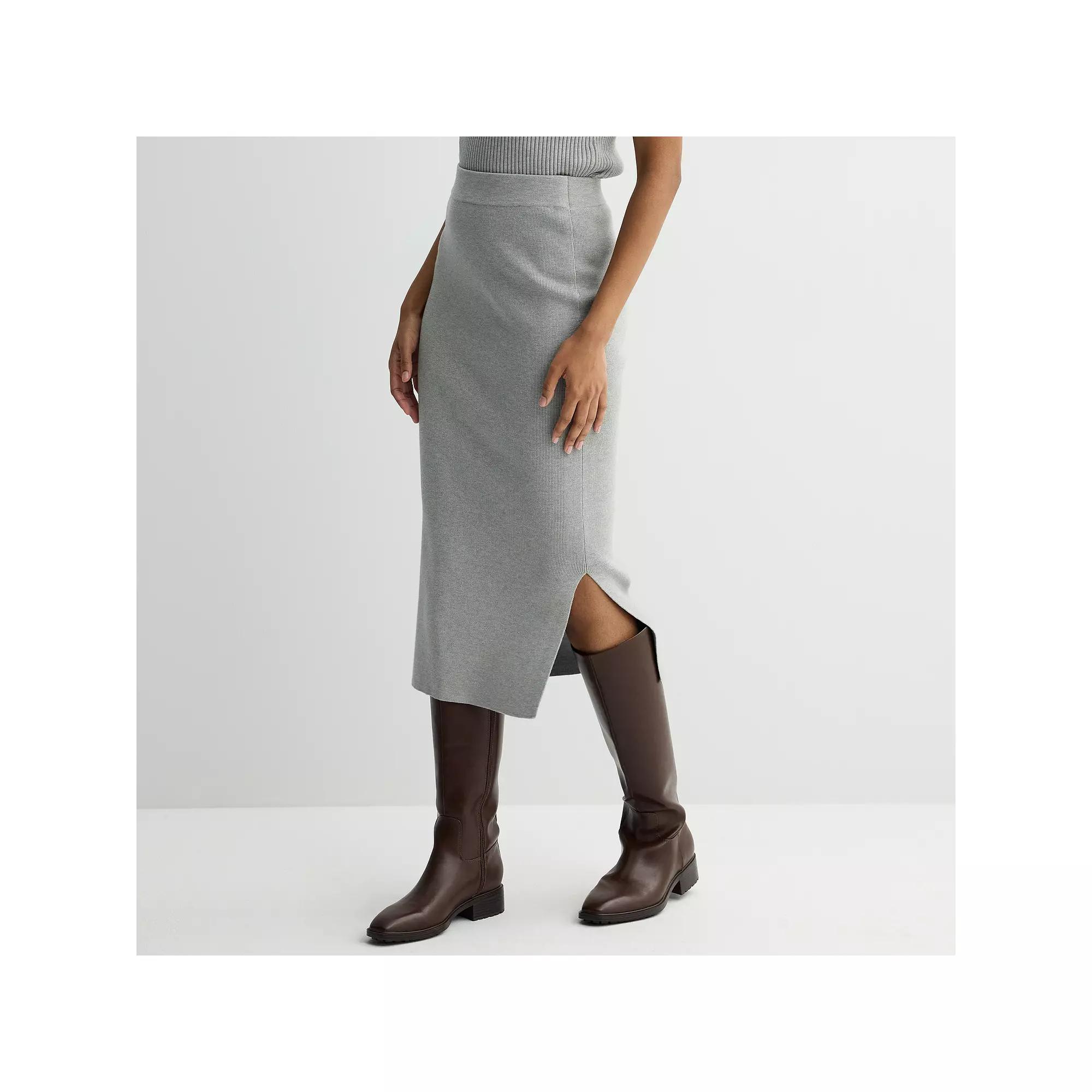 Petite Nine West Ribbed Column Skirt, Women's, Size: XS Petite, Dark Metal Grey Product Image