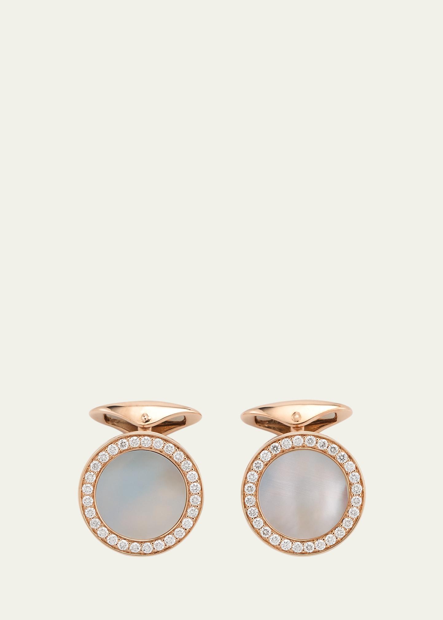 Mens 18K Mother Of Pearl and Diamond Cufflinks Product Image