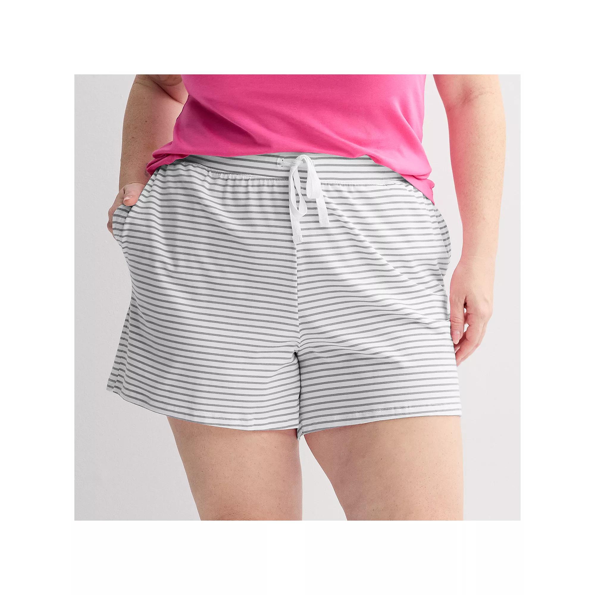 Plus Size Sonoma Goods For Life® Striped Sleep Shorts, Women's, Size: 2XL, White Gray Stripe Product Image