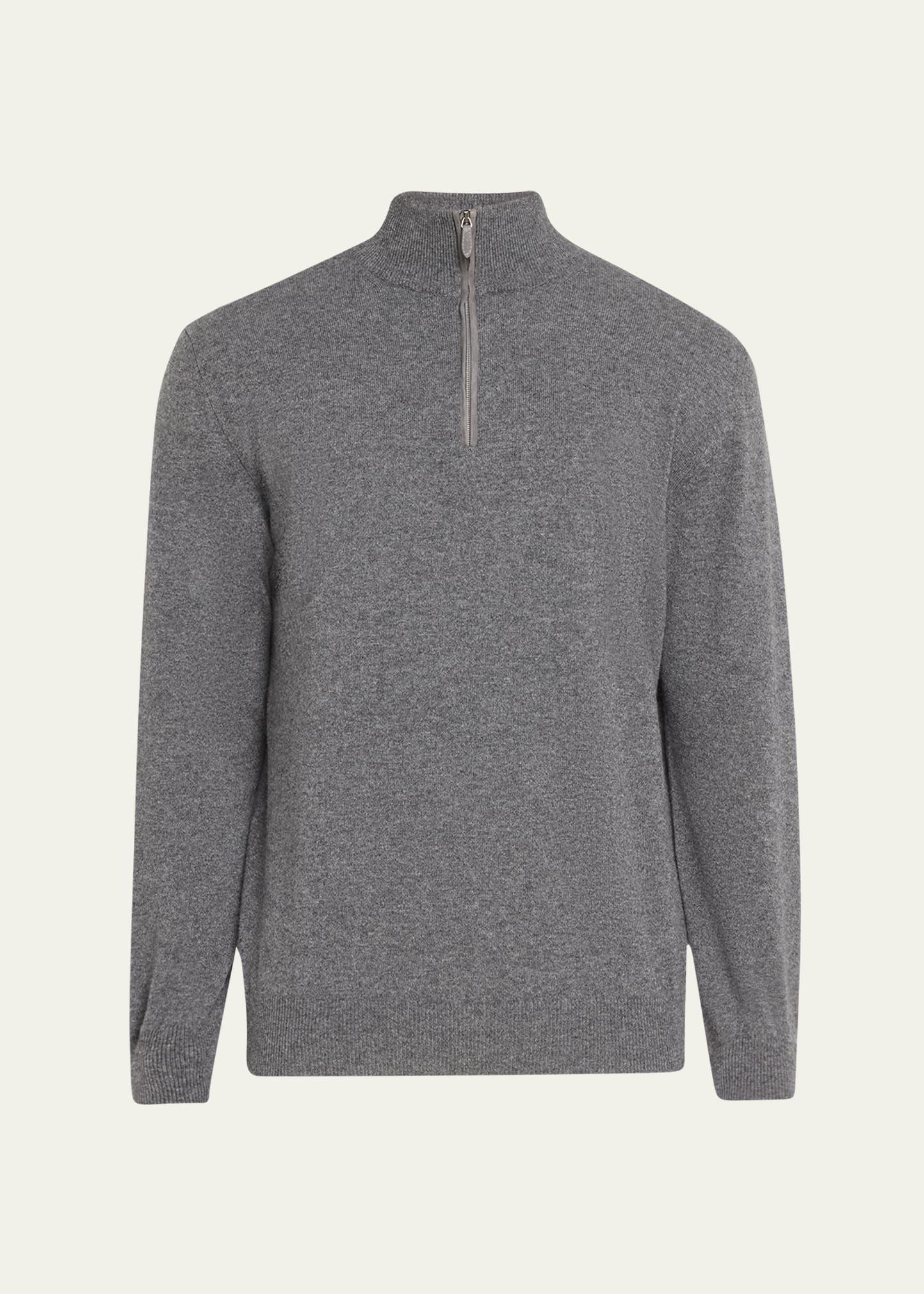 Mens Solid Cashmere Quarter-Zip Sweater Product Image