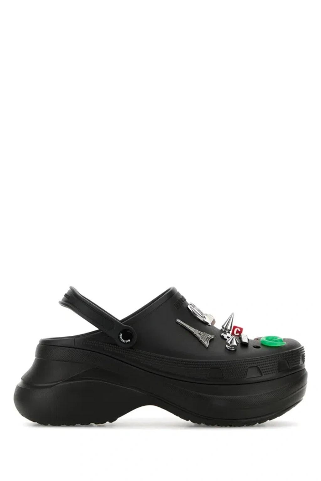 BALENCIAGA Platform Sandals Embellished Ventilation Holes In Black Product Image