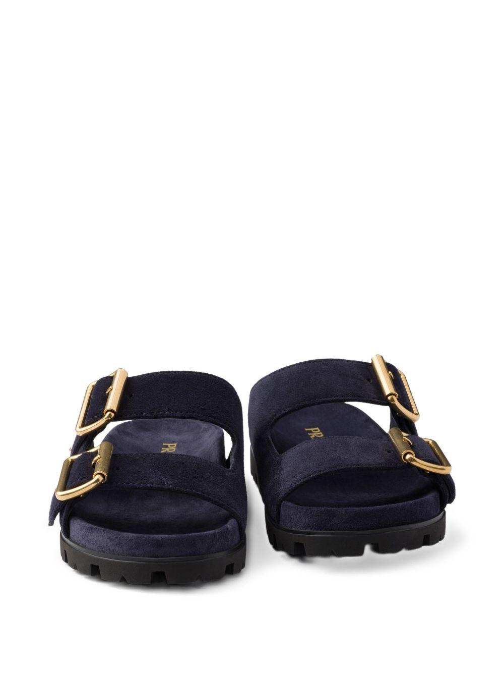 buckle suede slides Product Image
