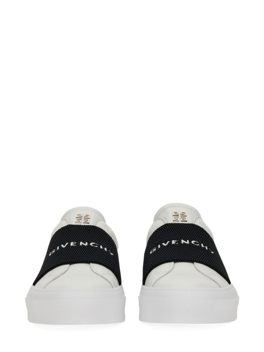 GIVENCHY Logo-embroidered Slip-on Leather Sneakers In White Black Product Image