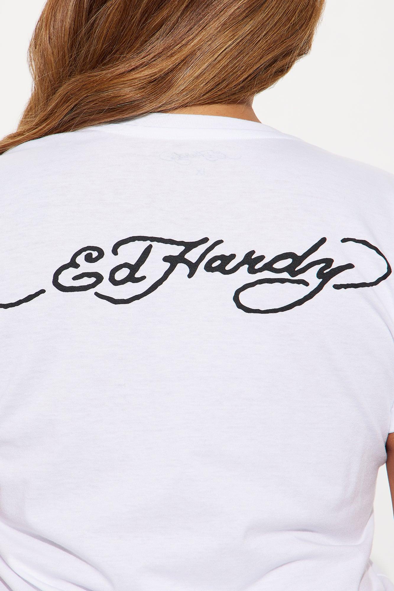 Ed Hardy Dagger And Rose Fitted Tee - White Product Image