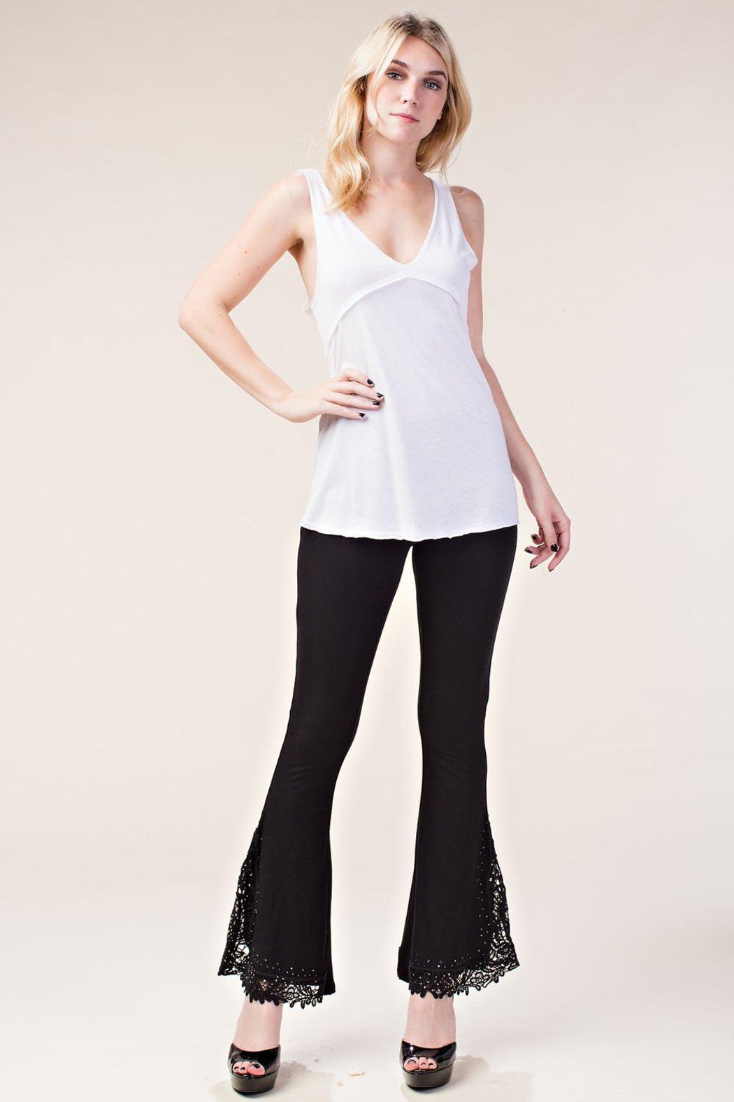 Crochet Lace Bell Bottom Pants Product Image