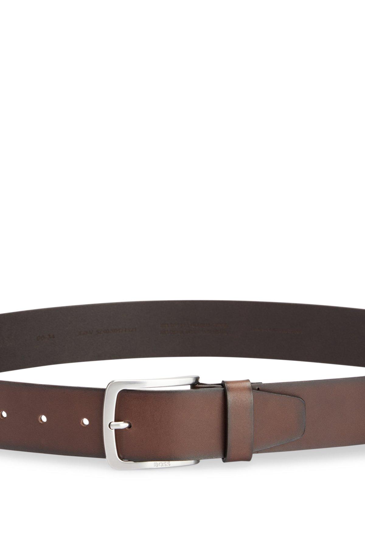 Italian-leather belt with logo-engraved buckle Product Image