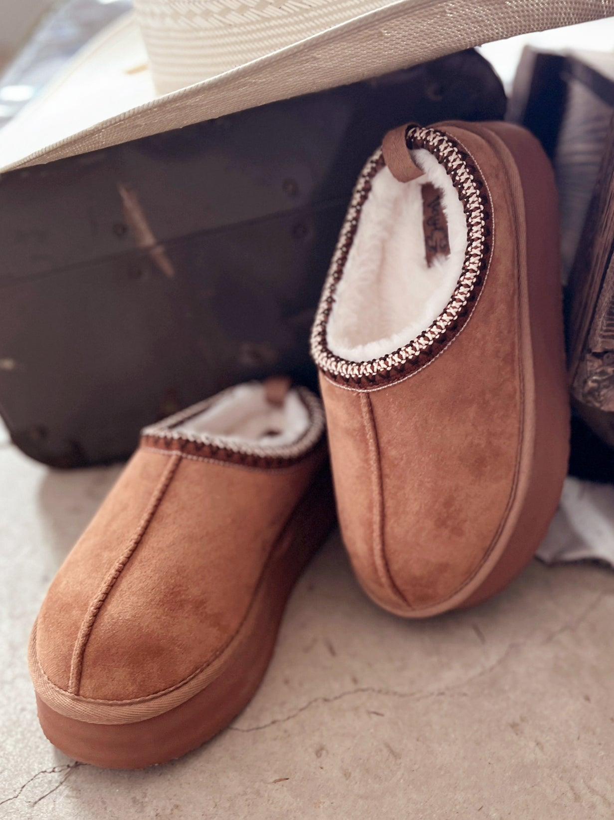 Charlie Tan Platform Fuzzy Slippers* Product Image