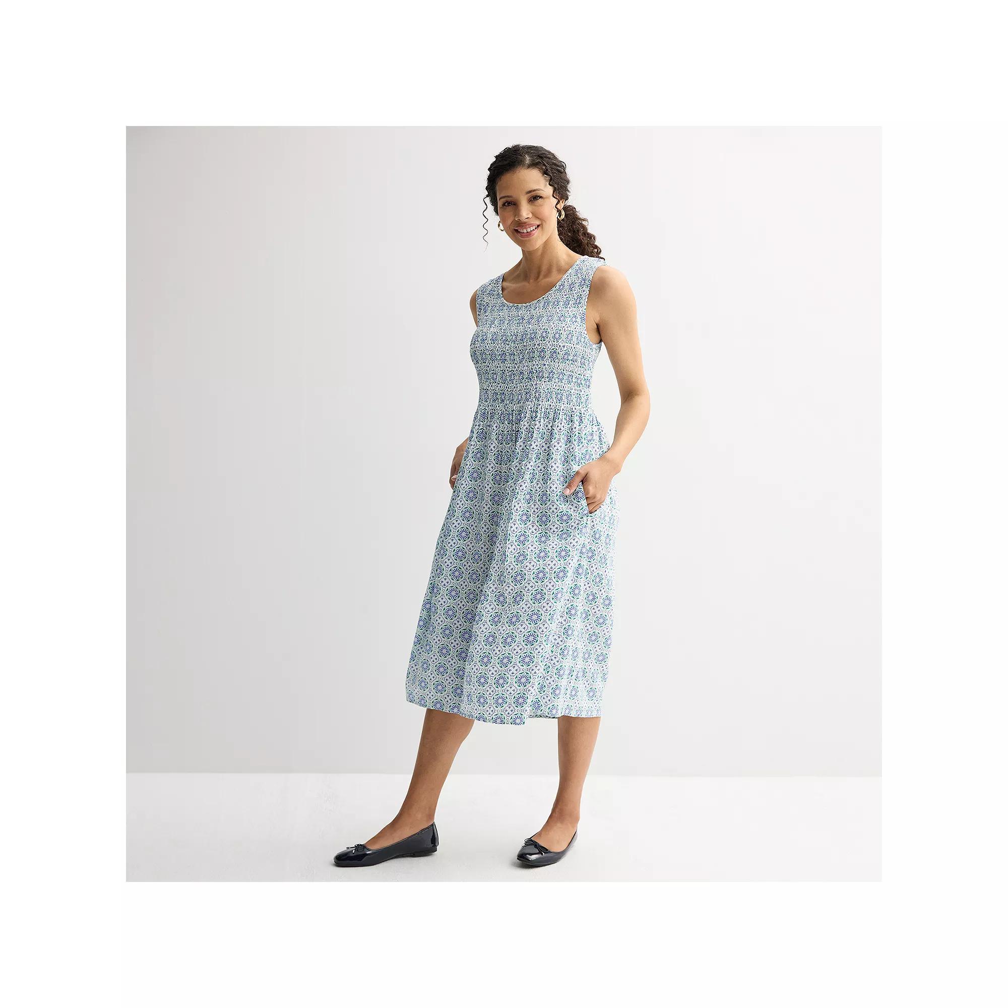 Womens Croft & Barrow Smocked Midi Dress Product Image