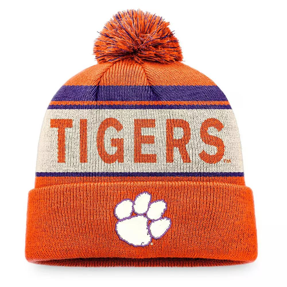 Men's Top of the World Orange Clemson Tigers Prime Cuffed Knit Hat with Pom Product Image