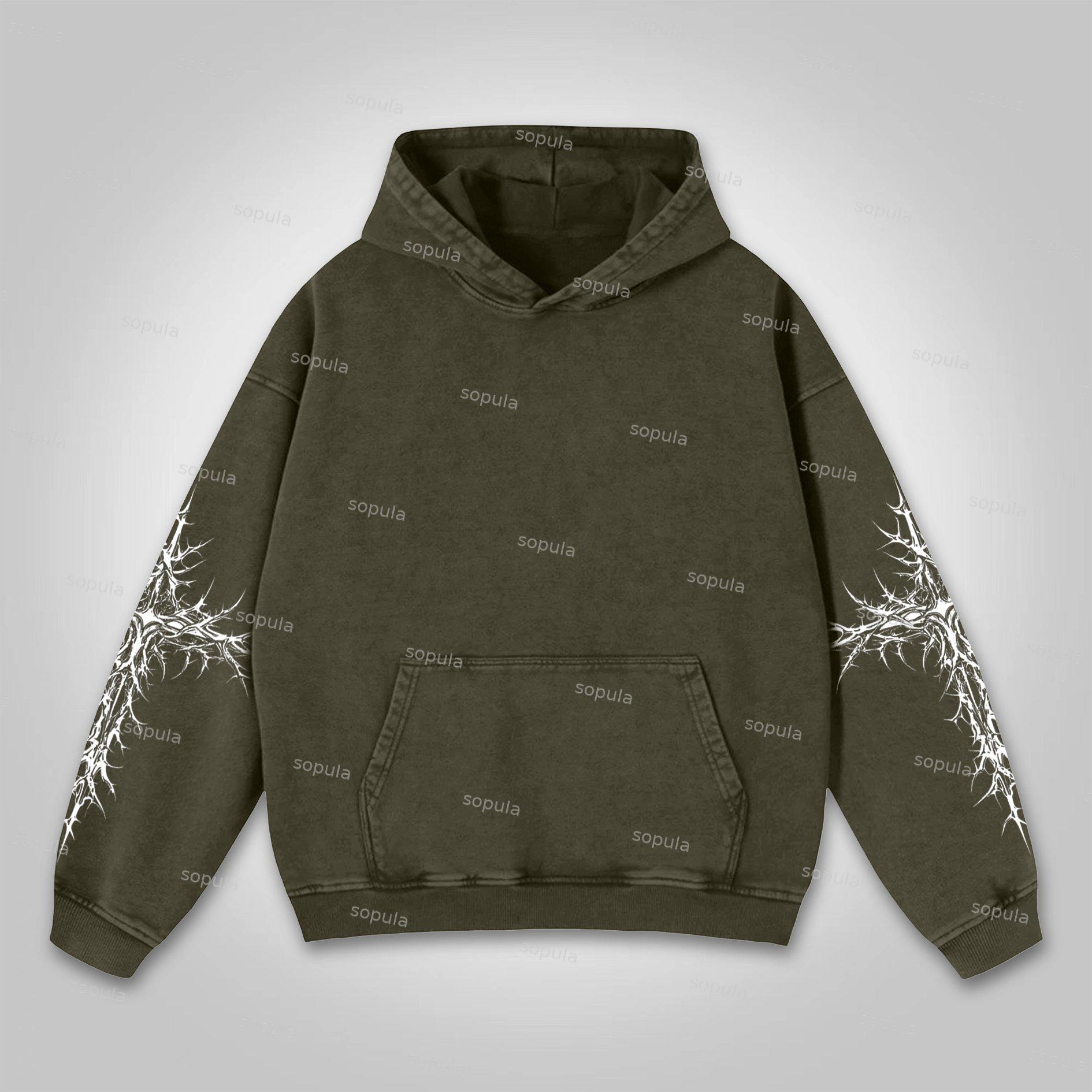 Sopula Vintage Angel Cross Faith Graphic Washed Hoodie Product Image