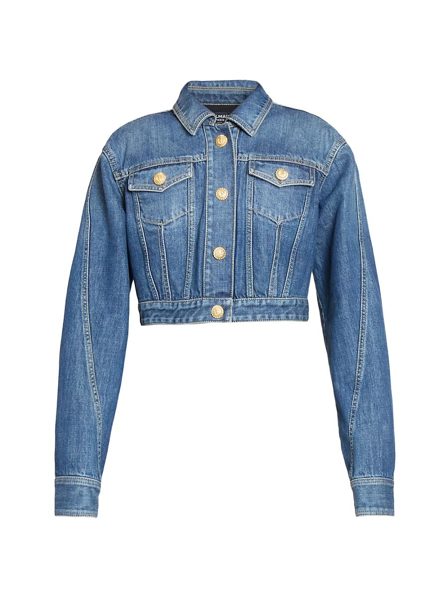 Womens Denim Crop Jacket Product Image