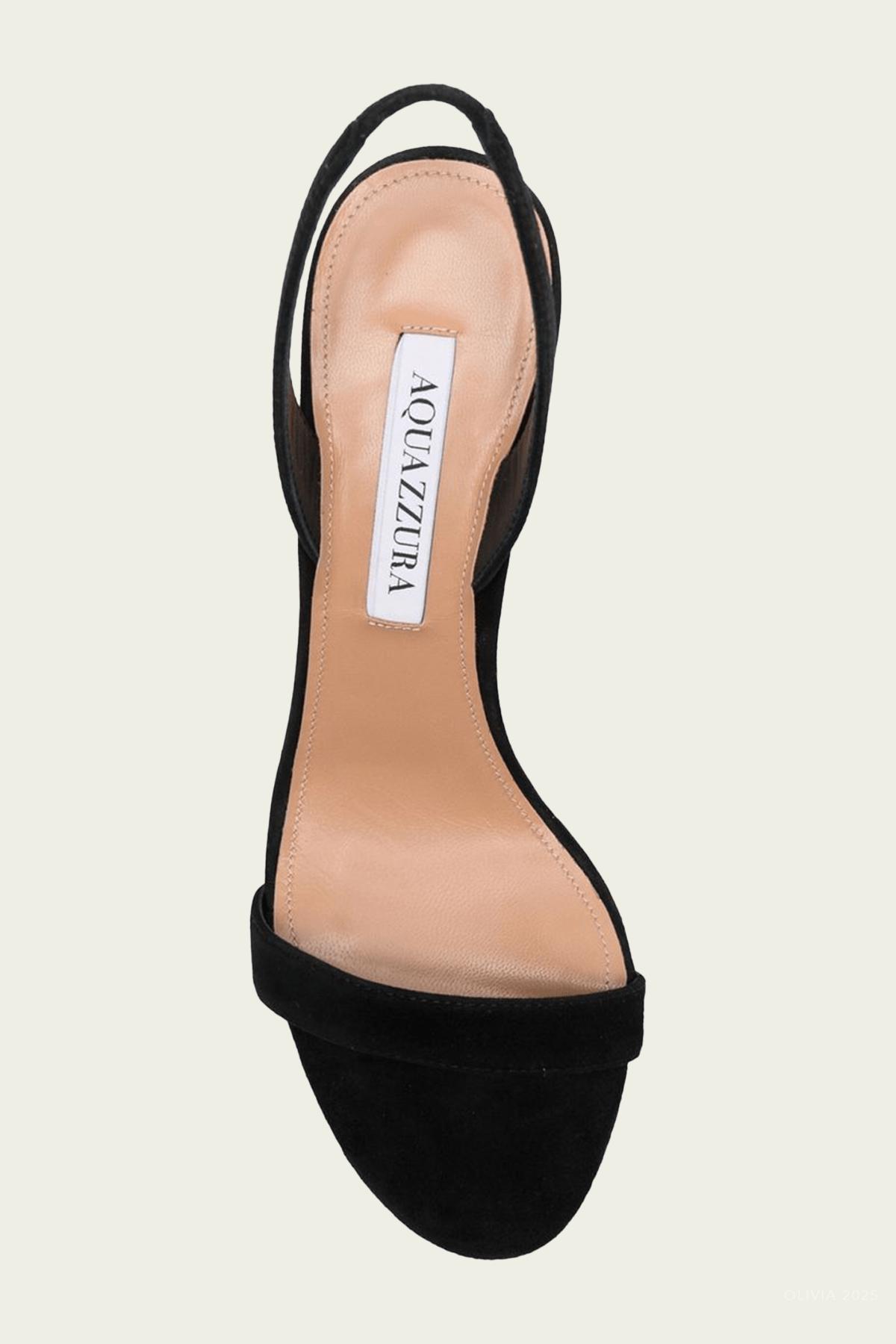 AQUAZZURA So Nude 85 Leather Slingback Sandals In Black Product Image