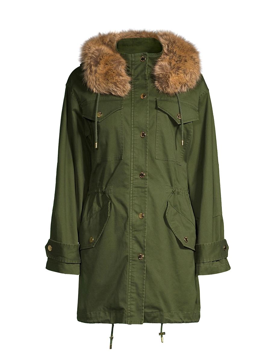 Womens Faux-Fur Collar Anorak Jacket Product Image