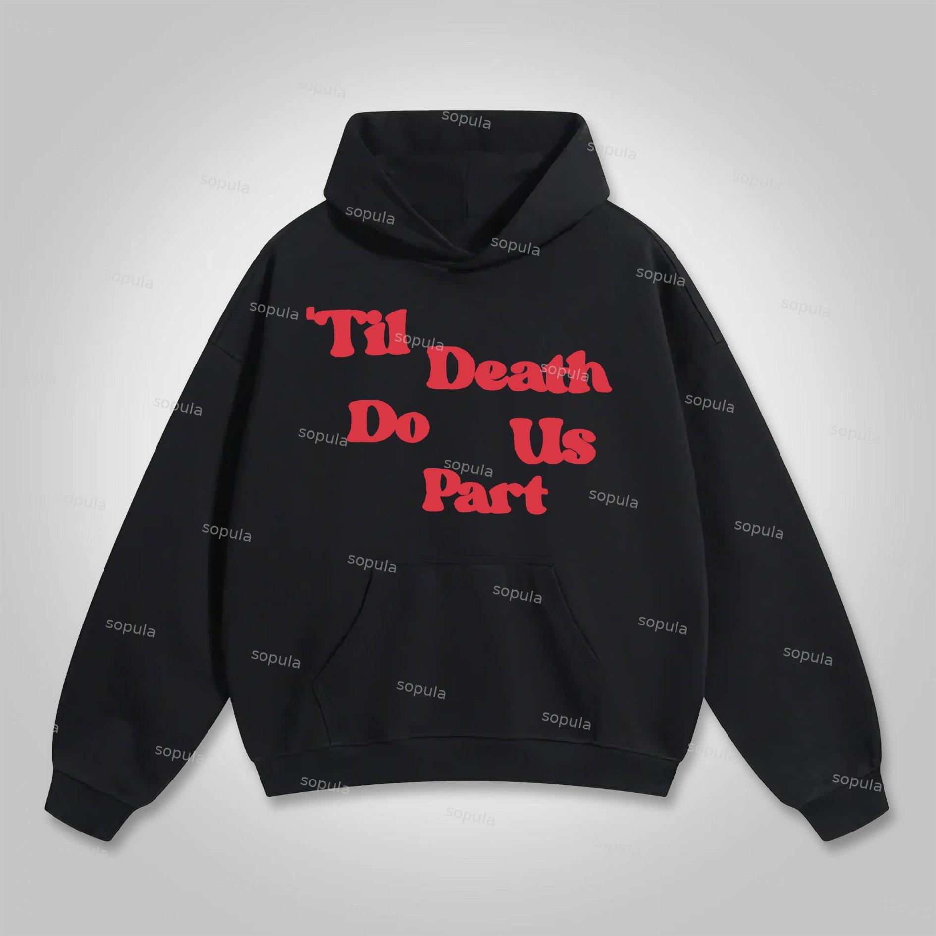 Sopula Til Death Do Us Part Graphic Skull Heart Pocket Hoodie Product Image