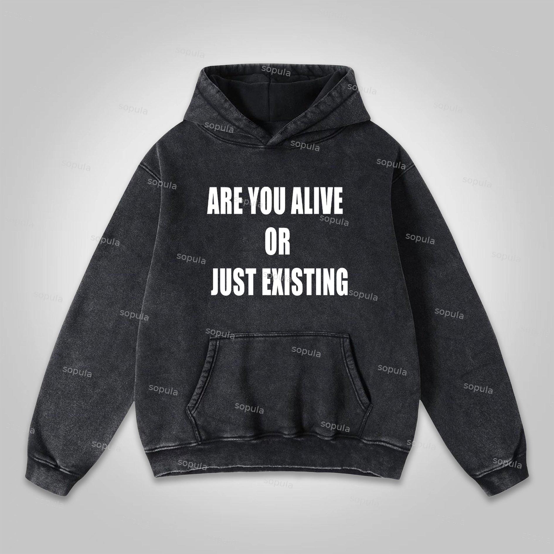 Sopula Are You Alive Or Just Existing Graphic Washed Hoodie Product Image