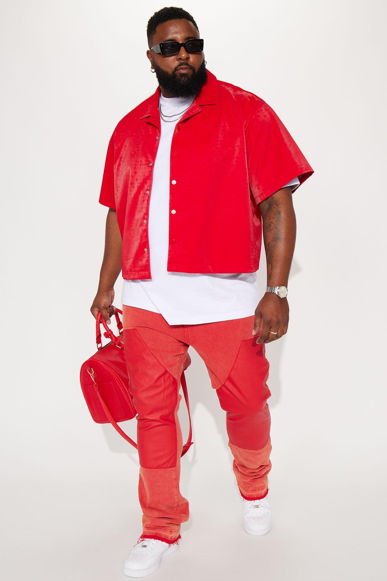 Count On It Stacked Skinny Flare Jeans - Red Product Image