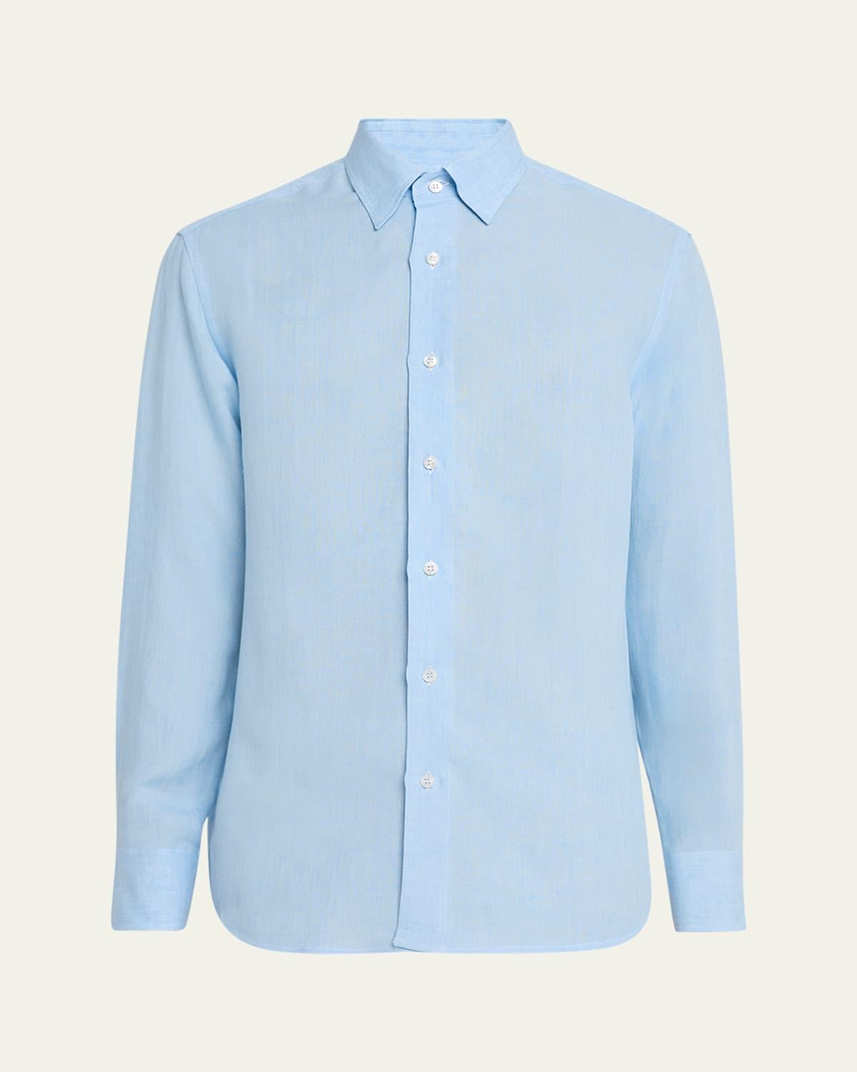 Mens Solid Linen Sport Shirt Product Image
