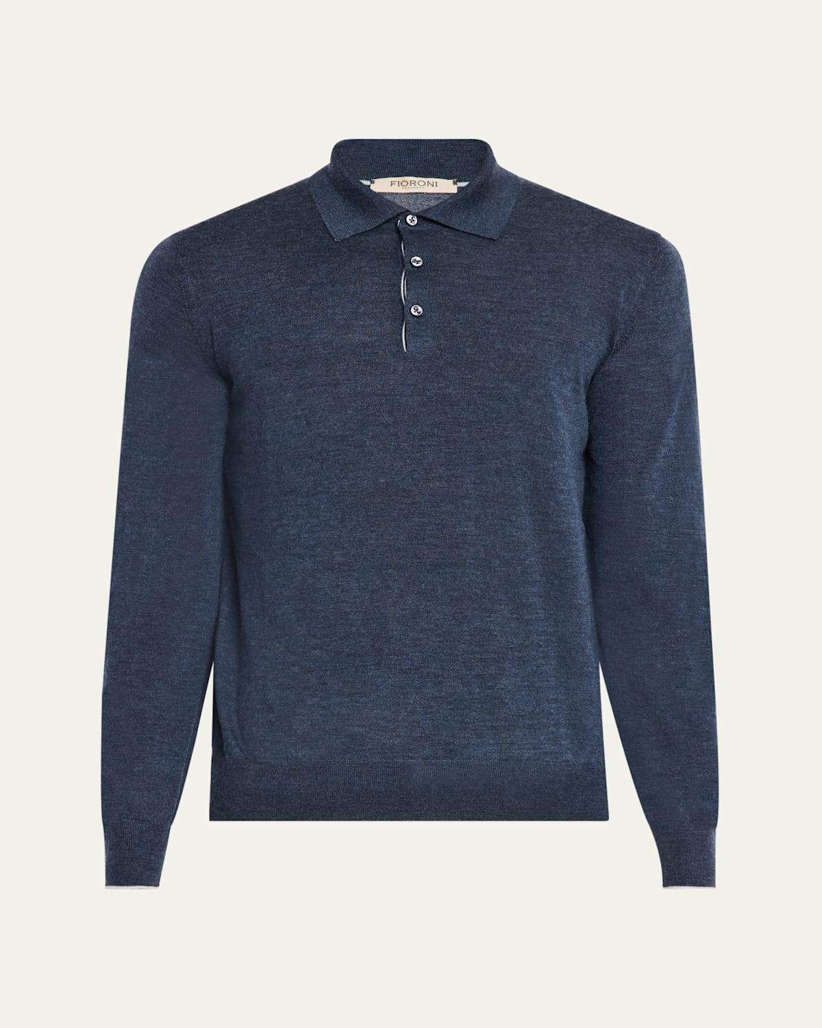 Mens Cashmere and Silk Polo Sweater Product Image